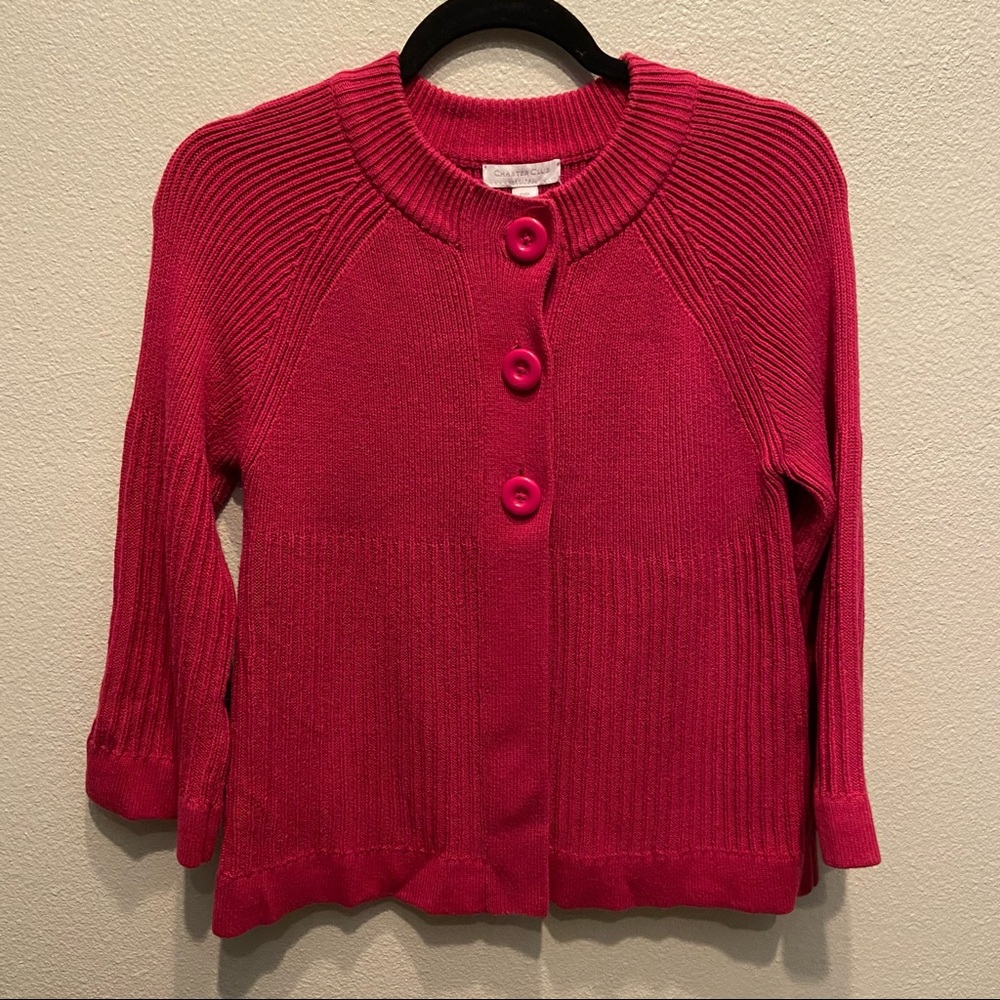 Charter Club Pink Knit Cardigan Petite